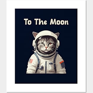 Astronaut cat going to moon Posters and Art